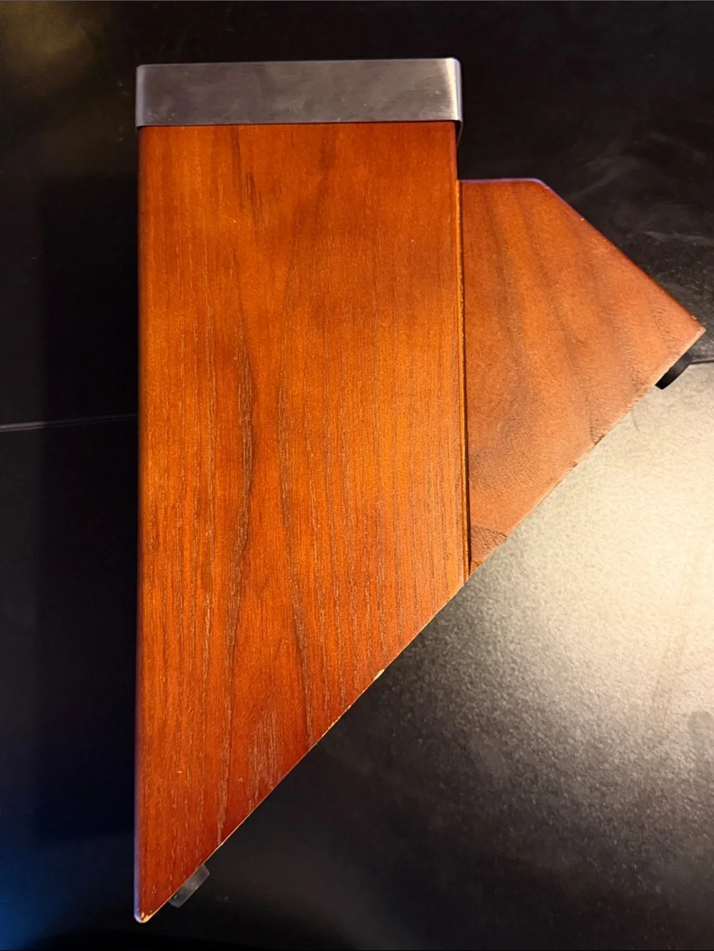J A HINKLES  Stainless Steel and Wood Knife Block - Brown and Silver